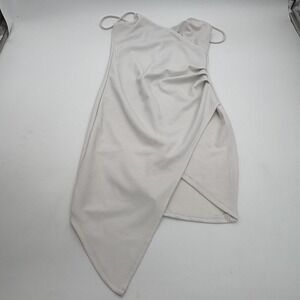 MIND CODE Dress Womens Small White‎ Wrap Asymmetrical Hem Strappy Mini Jersey